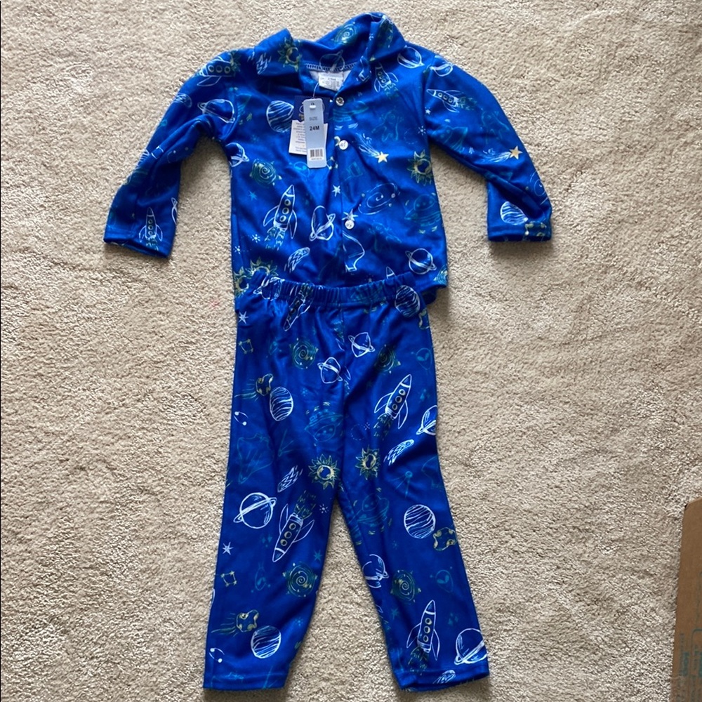 Kids Space-Themed Blue Pajamas